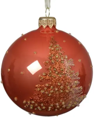 Decoris glazen kerstbal kerstboom 8cm pompoen