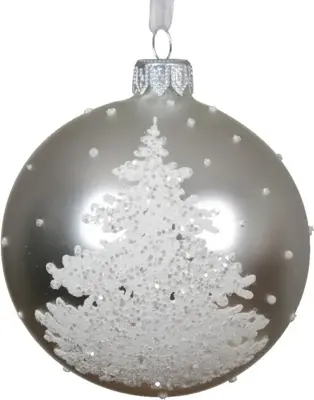 Decoris glazen kerstbal kerstboom 8cm zilver