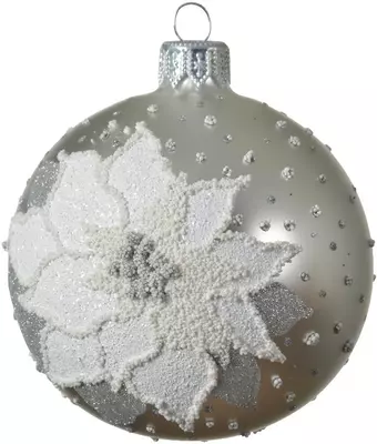 Decoris glazen kerstbal kerstster 8cm zilver