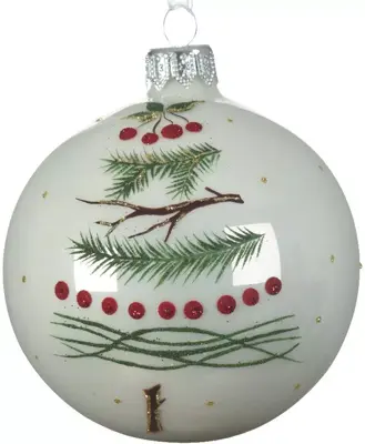 Decoris glazen kerstbal kersttak 8cm winterwit