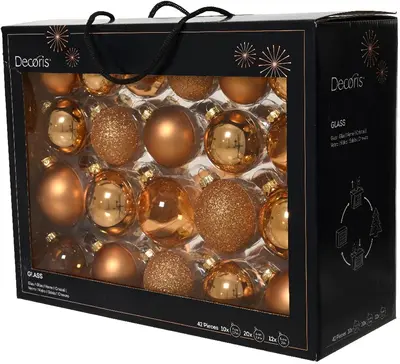 Decoris glazen kerstbal mix brandy 42 stuks