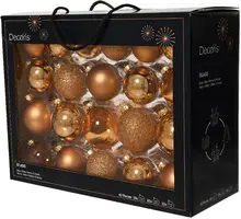 Decoris glazen kerstbal mix brandy 42 stuks