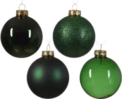 Decoris glazen kerstbal mix dennengroen 42 stuks - afbeelding 2