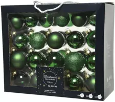 Decoris glazen kerstbal mix dennengroen 42 stuks - afbeelding 1