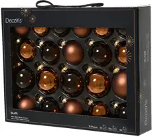 Decoris glazen kerstbal mix espresso 21 stuks