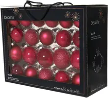 Decoris glazen kerstbal mix festive roze 42 stuks