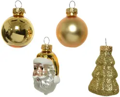 Decoris glazen kerstbal mix figuren licht goud 9 stuks - afbeelding 2