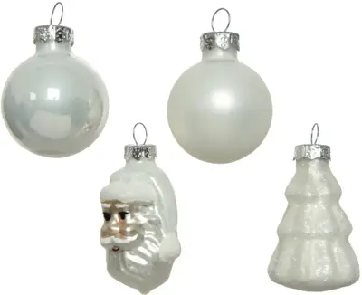 Decoris glazen kerstbal mix figuren winterwit 9 stuks - afbeelding 2