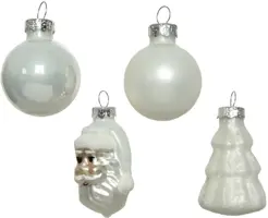 Decoris glazen kerstbal mix figuren winterwit 9 stuks - afbeelding 2