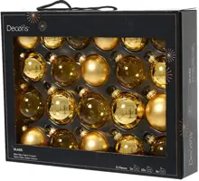 Decoris glazen kerstbal mix licht goud 21 stuks