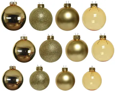 Decoris glazen kerstbal mix licht goud 42 stuks - afbeelding 2