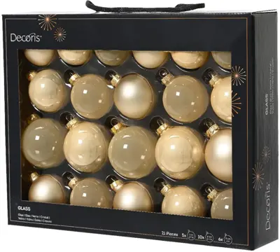 Decoris glazen kerstbal mix parel 21 stuks