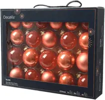 Decoris glazen kerstbal mix pompoen 21 stuks