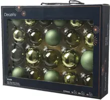 Decoris glazen kerstbal mix rosemarijn 21 stuks