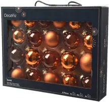 Decoris glazen kerstbal mix warme cider 21 stuks