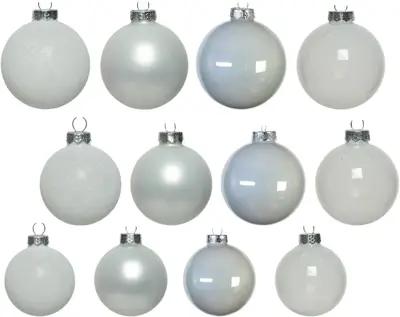 Decoris glazen kerstbal mix winterwit 42 stuks - afbeelding 2