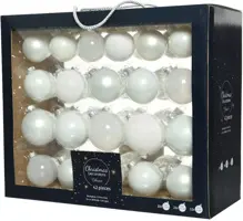 Decoris glazen kerstbal mix winterwit 42 stuks - afbeelding 1