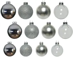 Decoris glazen kerstbal mix zilver 42 stuks - afbeelding 2