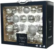 Decoris glazen kerstbal mix zilver 42 stuks - afbeelding 1