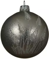 Decoris glazen kerstbal pampasgras 8cm misty grey