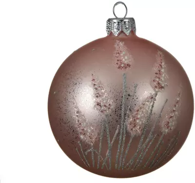 Decoris glazen kerstbal pampasgras 8cm poederroze