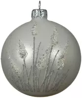 Decoris glazen kerstbal pampasgras 8cm winterwit kopen?