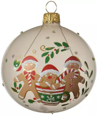 Decoris glazen kerstbal peperkoek 8cm parel