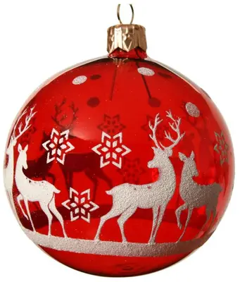 Decoris glazen kerstbal rendier 8cm rood