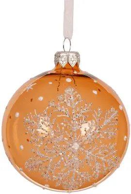 Decoris glazen kerstbal sneeuwvlok 8cm brandy