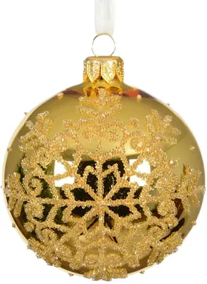 Decoris glazen kerstbal sneeuwvlok 8cm licht goud