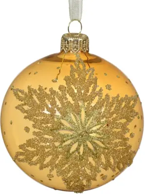 Decoris glazen kerstbal sneeuwvlok 8cm licht goud