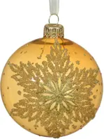 Decoris glazen kerstbal sneeuwvlok 8cm licht goud kopen?