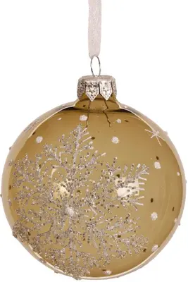 Decoris glazen kerstbal sneeuwvlok 8cm rosemarijn