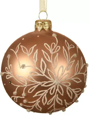 Decoris glazen kerstbal sneeuwvlok 8cm toffee