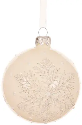 Decoris glazen kerstbal sneeuwvlok 8cm wolwit