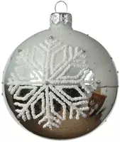 Decoris glazen kerstbal sneeuwvlok 8cm zilver