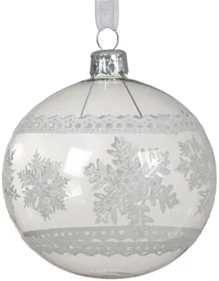 Decoris glazen kerstbal sneeuwvlokken 8cm transparant