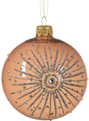 Decoris glazen kerstbal ster 8cm gember