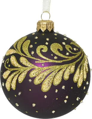 Decoris glazen kerstbal tak krul 8cm vijg