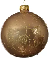 Decoris glazen kerstbal takjes 8cm camel bruin