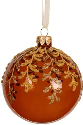 Decoris glazen kerstbal takken 8cm espresso