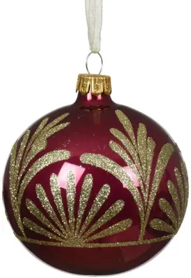 Decoris glazen kerstbal takken 8cm granaatappel
