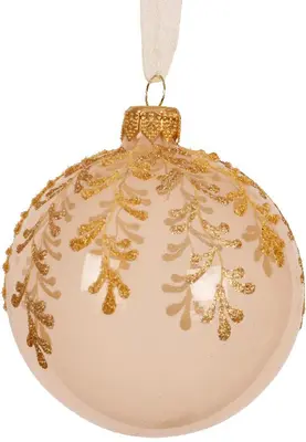 Decoris glazen kerstbal takken 8cm parel