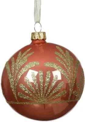 Decoris glazen kerstbal takken 8cm pompoen