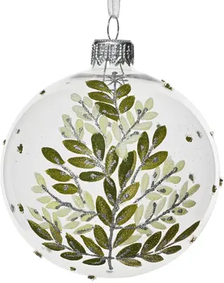 Decoris glazen kerstbal takken 8cm transparant
