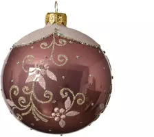 Decoris glazen kerstbal takken 8cm velours roze kopen?