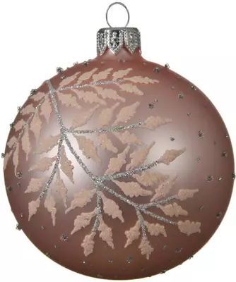 Decoris glazen kerstbal varen 8cm poederroze