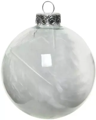 Decoris glazen kerstbal veer 7cm transparant 4 stuks stuks - afbeelding 2