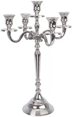 Decoris kandelaar aluminium 4-arms 28x40cm zilver