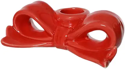Decoris kandelaar dolomiet strik 12x6x4cm rood